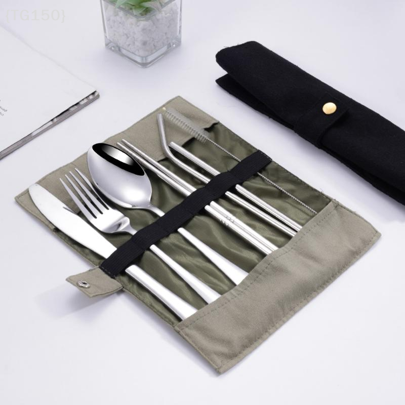 Camp Utensil Set - 【TG150】8Pcs Portable Stainless Steel Travel Cutlery