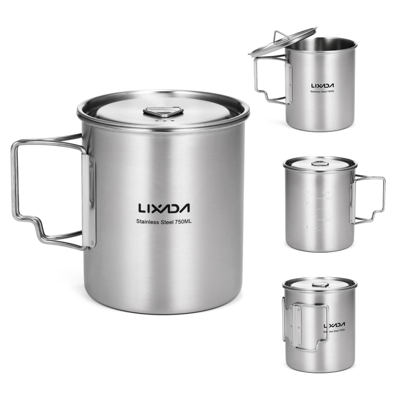 Outdoor Camping Kitchen Table - Lixada 750ml Cup Outdoor Stainless Steel