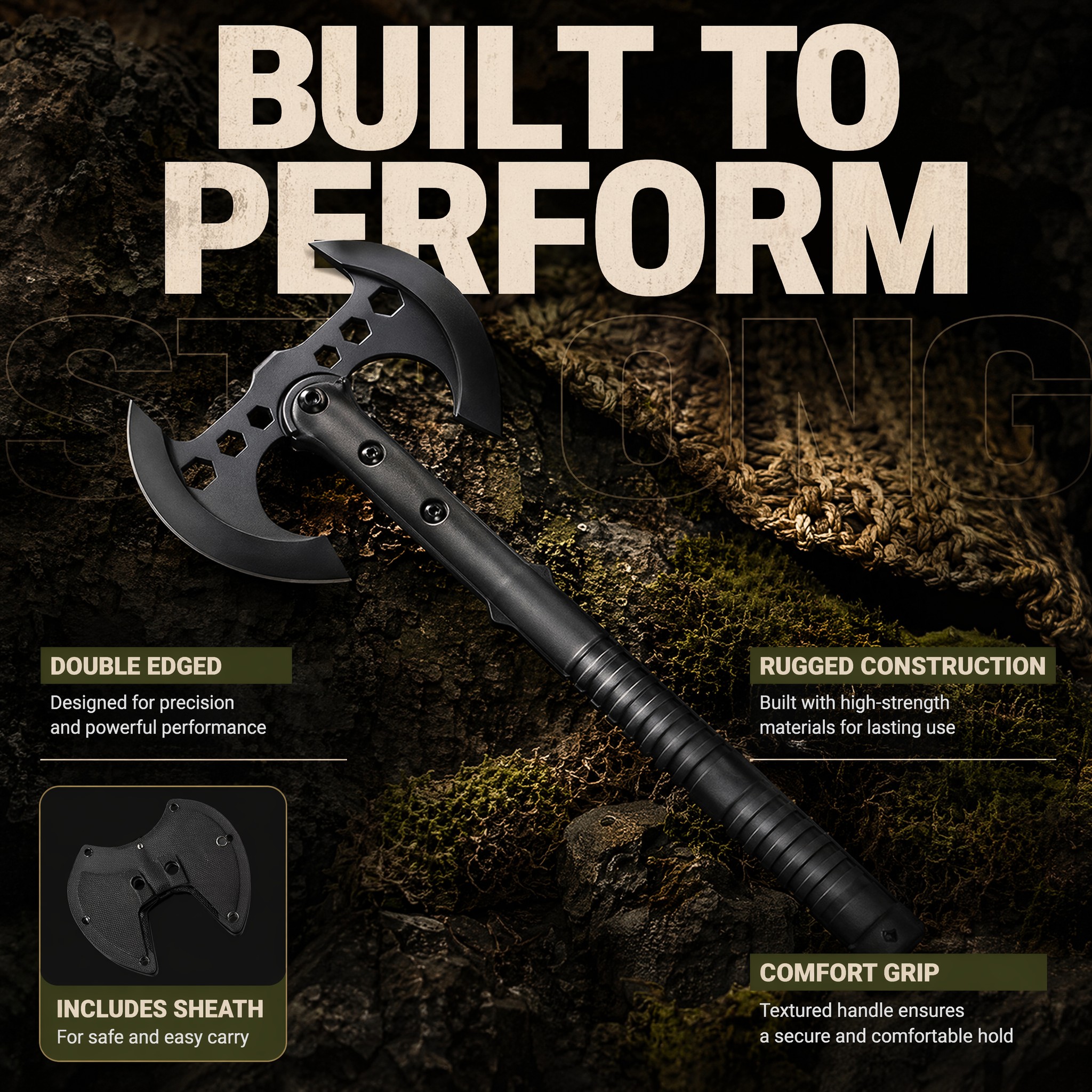 Outdoor Camping Hacks - Versatile Double-Edged Tactical Axes,An outdoor tool