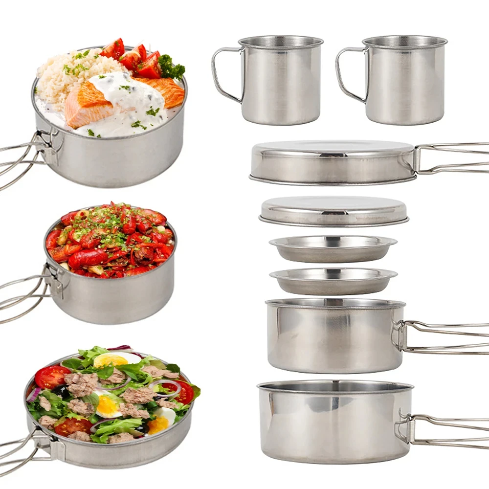 8pcs/Set Camping Cookware Mess - Outdoor Camping Kitchen Table 리뷰 및 가격