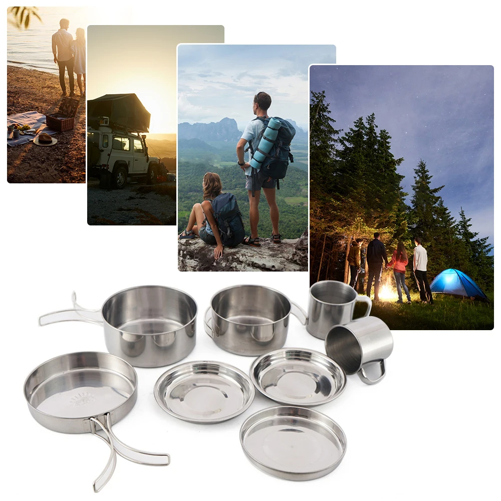 8pcs/Set Camping Cookware Mess - Outdoor Camping Kitchen Table 리뷰 및 가격