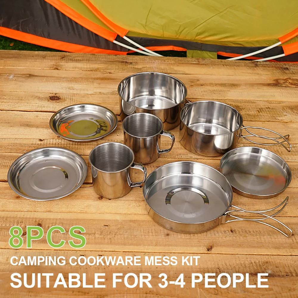 8pcs/Set Camping Cookware Mess - Outdoor Camping Kitchen Table 리뷰 및 가격