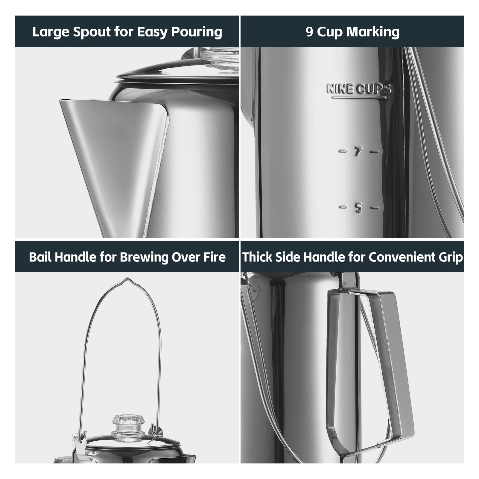 1.2L Outdoor 9 Cup Stainless S - Camp Percolator Coffee 리뷰 및 가격