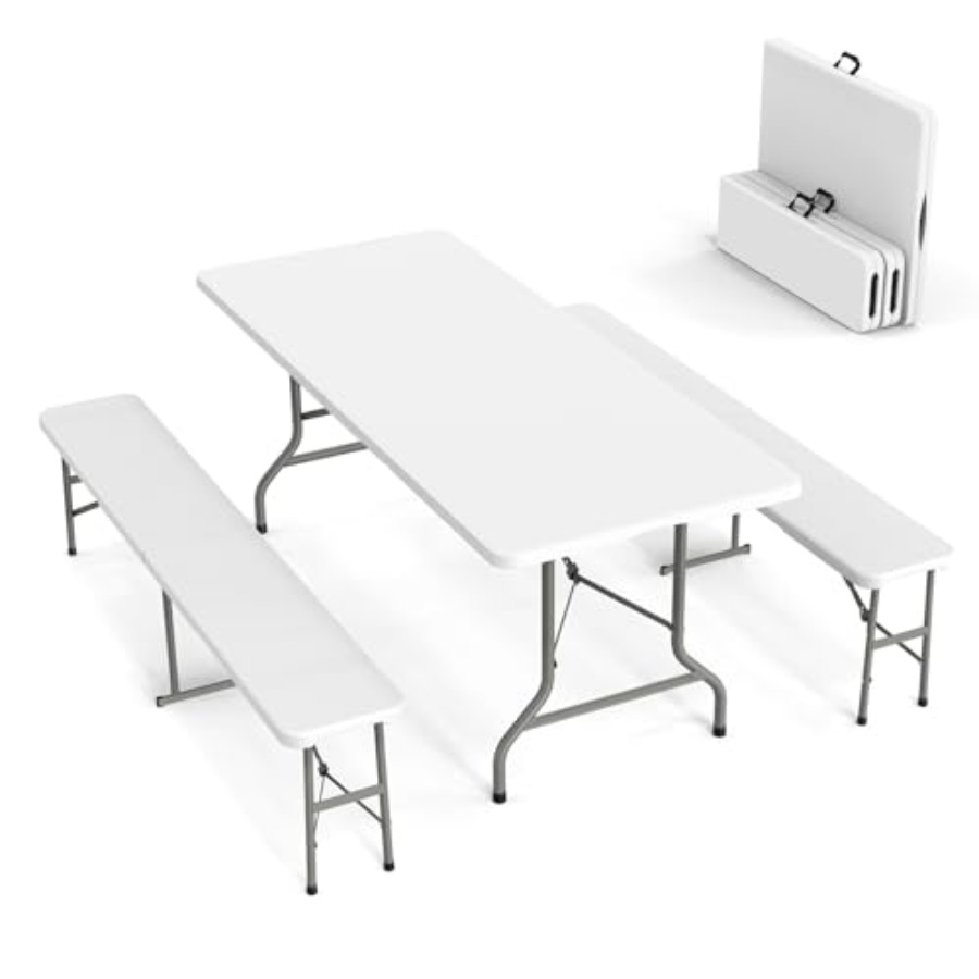 Picnic Table Set with 2 Benche - Camping Outdoor Or Indoor 리뷰 및 가격