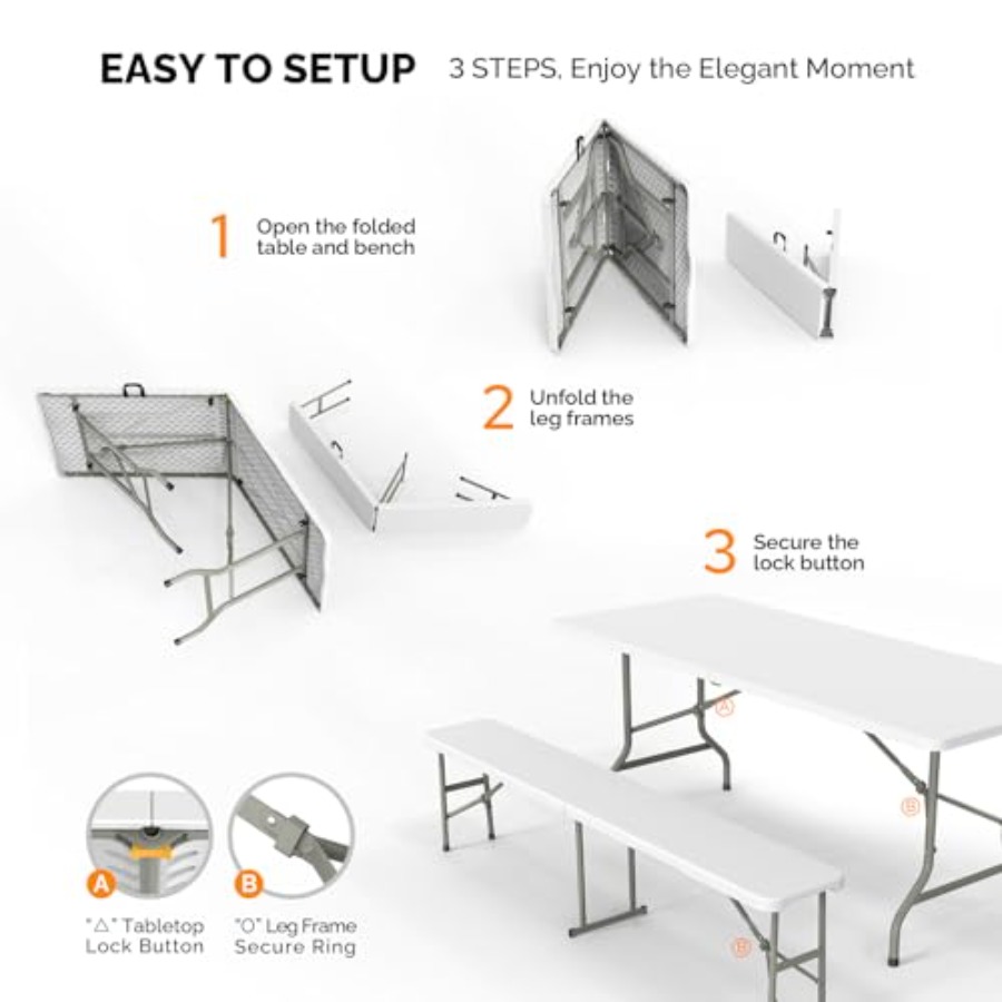 Picnic Table Set with 2 Benche - Camping Outdoor Or Indoor 리뷰 및 가격
