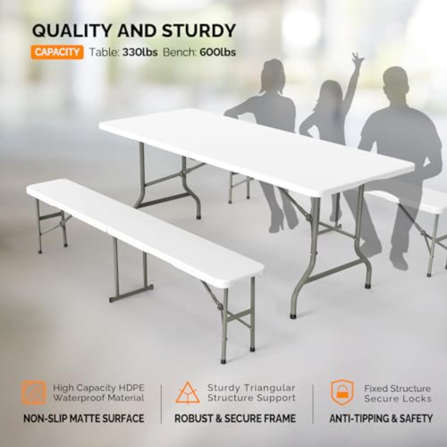 Picnic Table Set with 2 Benche - Camping Outdoor Or Indoor 리뷰 및 가격