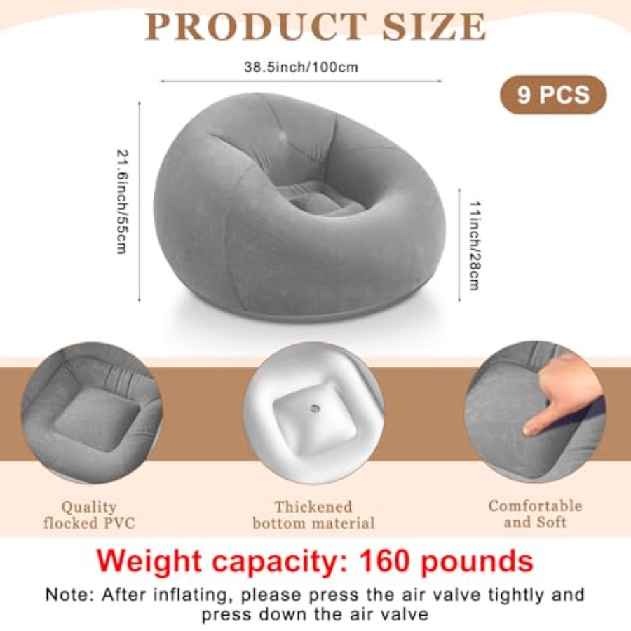 9 Pcs Inflatable Bean Bag Chai - Outdoor Camping Movies 리뷰 및 가격