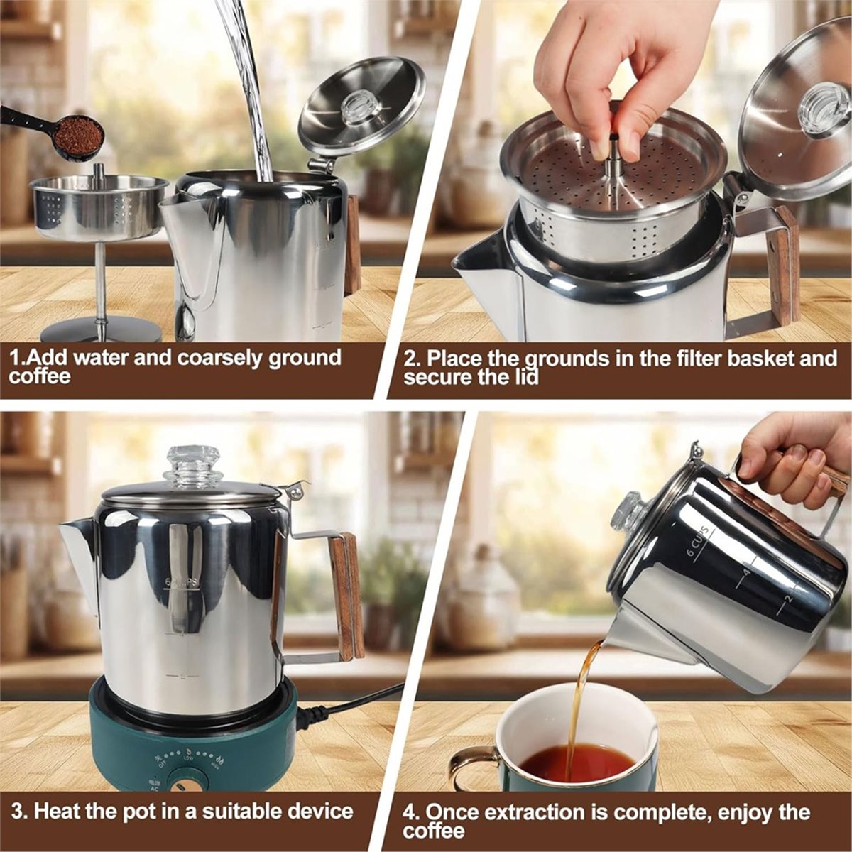 6 Cup Percolator 304 Stainless - Camp Percolator Coffee 리뷰 및 가격