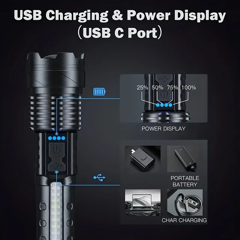 Powerful LED Flashlight Batter - Outdoor Camping Glamping 리뷰 및 가격