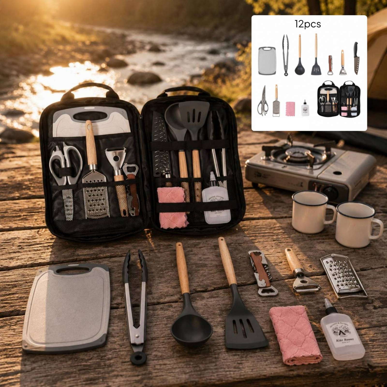 Portable Camping Cookware Kit  - Camp Utensil Set 리뷰 및 가격