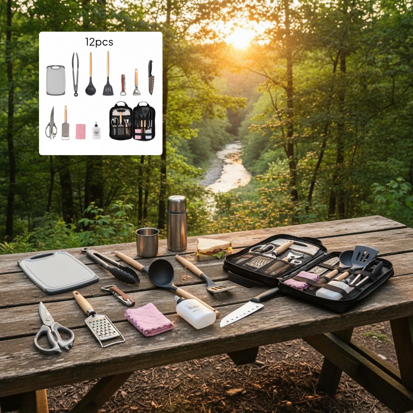 Portable Camping Cookware Kit  - Camp Utensil Set 리뷰 및 가격
